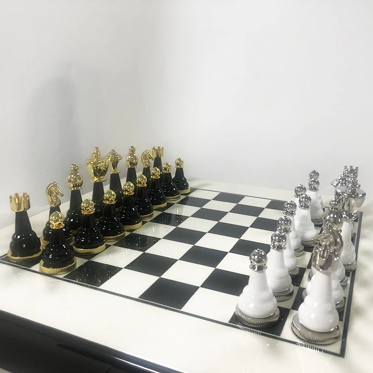 Metal Chess Set - Chess Board Game for Adults and Kids - Wooden Folding Travel Chess Board with Metal Pieces