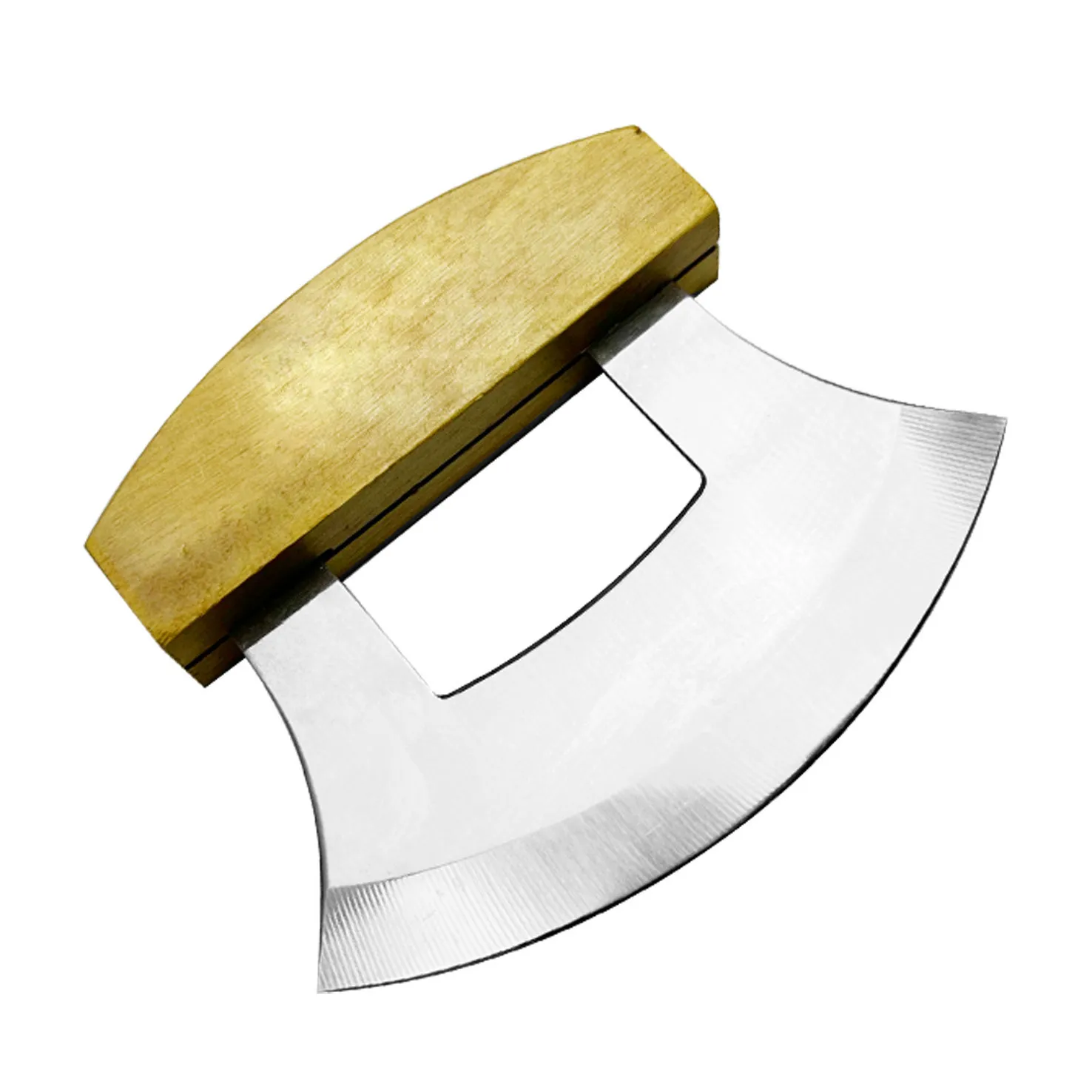 Kitchen Stainless Steel Vegetable Herb Salad Chopper With Wood Handle Pizza Cutter With Logo Customized