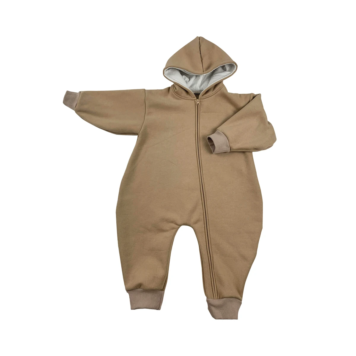 Best selling French terry custom color plaid pattern long Sleeve zipper baby rompers for autumn