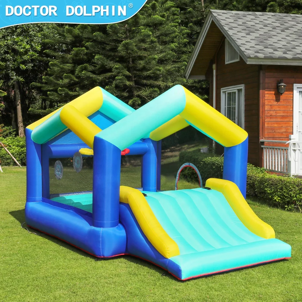 Doctor Dolphin Yard Kids Residential Inflatable Air Bouncer Inflatable Trampoline With Slide Bounce House for Kids