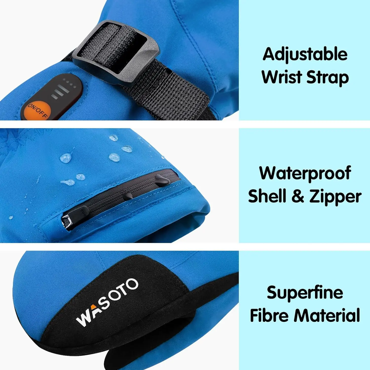 Kids Children 3000mAh Heated Mittens Electric Rechargeable Heated Ski Gloves for Skiing Snowboarding Snowmobiling Raynaud Hiking