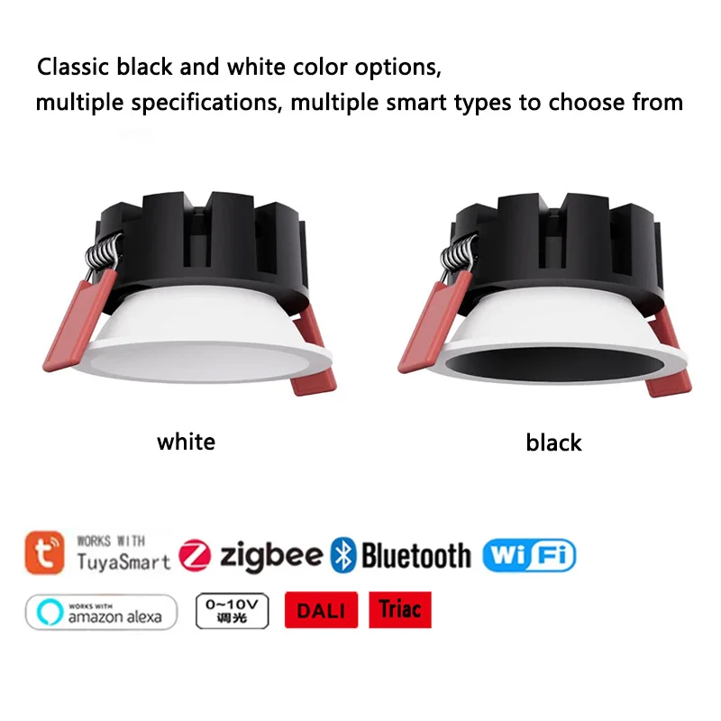 Aluminium black decorative led light spot led ceiling spot lights 0-10v dali triac  tuya zigbee dimmable recessed cob downlight