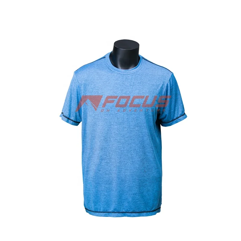 Custom Logo UV Protection Quick Dry Stretch Elastic Melange Jersey Men Short Sleeve Cycling T Shirts Sports Shirt