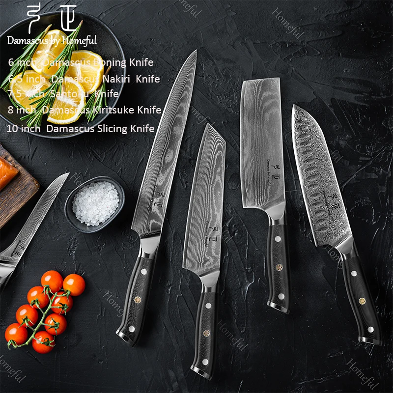 Factory Direct Sale 67 Layers Blade VG10 Damascus santoku chef Knife Damascus steel kitchen knife