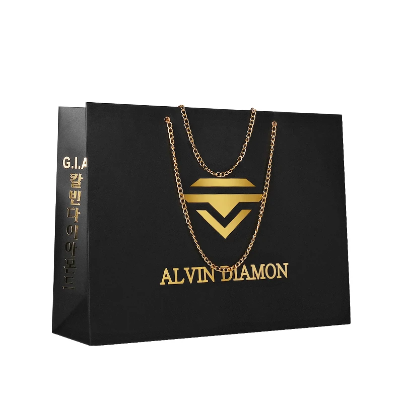 custom design printed black gold glossy logo bolsa de lujo thank you luxury shopping shoe boutique gift paper bags for packaging
