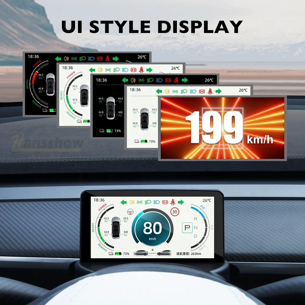 Hansshow Ultra Mini Screen Display 5.16 Inch Model 3/Y Model 3 Heads Up Display For Tesla Dashboard Screen