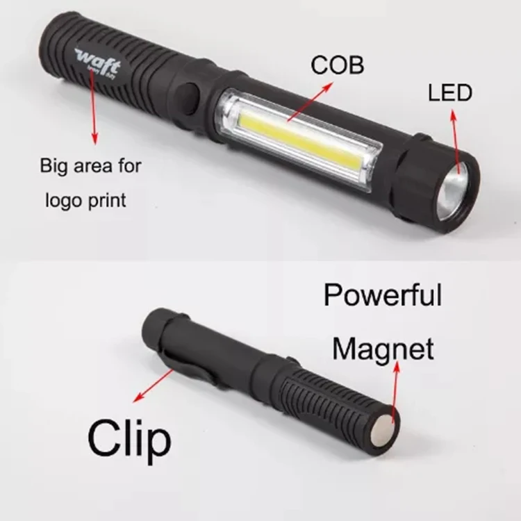 Rubber Covered COB Pen Work Light, Pen Torch Light with Powerful Magnet and Clip, Customized Color