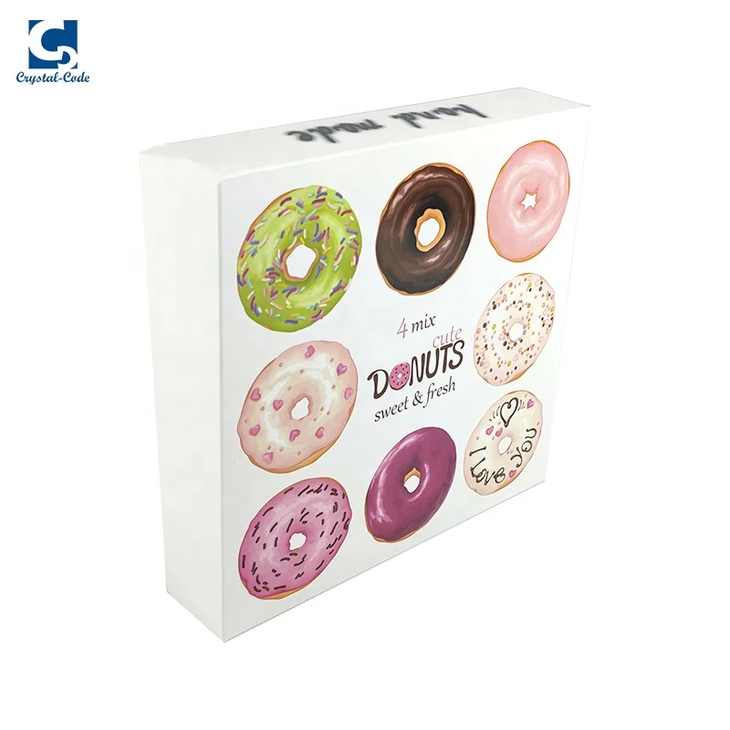 For Pastries Cookie Transparent Lid Package Macaroon Round White Boxes Brown Big Plastic Print Pastry Box