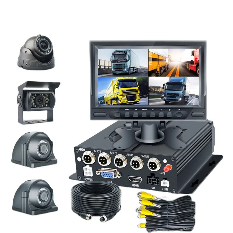 CCENTEN 7 inch  4CH MDVR GPS Video Recorder Car Display Monitor Reversing Rearview Camera for Truck Vehicle School Bus