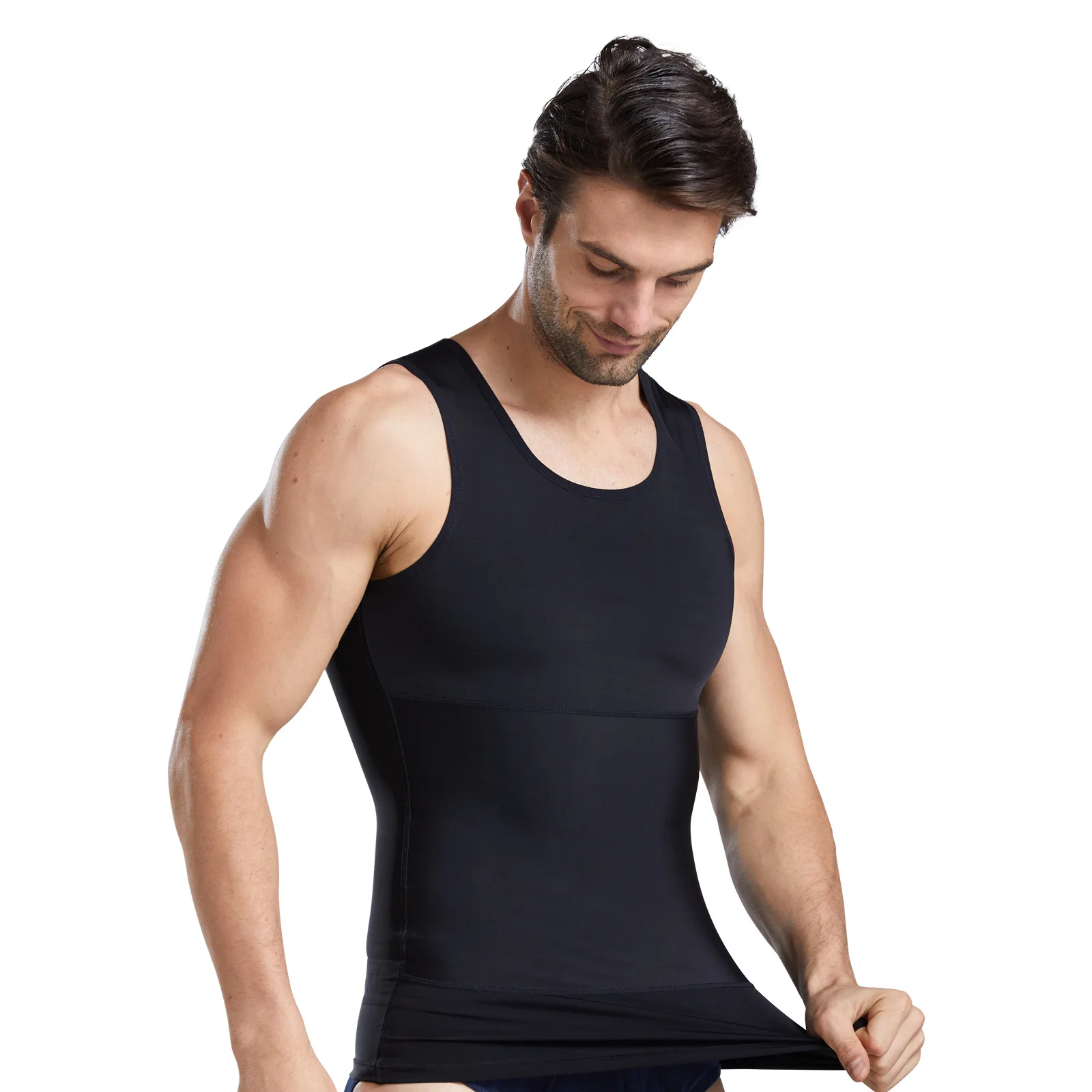 Amazon Plus Size Men Body Shapers Tank Tops Elastic Tight Fitting Sleeveless T-Shirt Vests Slimming Shaping Vest muscle top