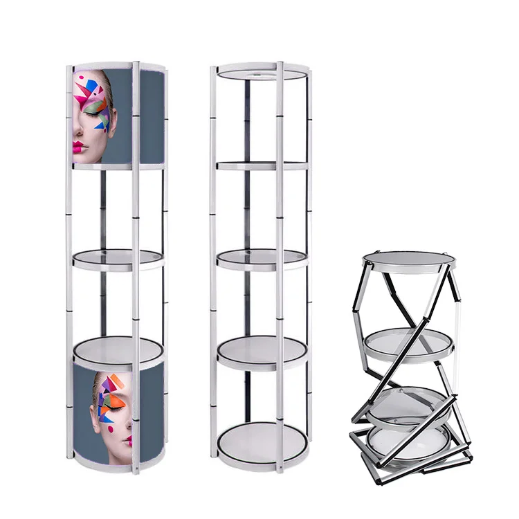 2 Layers Twisted Tower Showcase Display Stand Rotate Display for Exhibition Trade Show