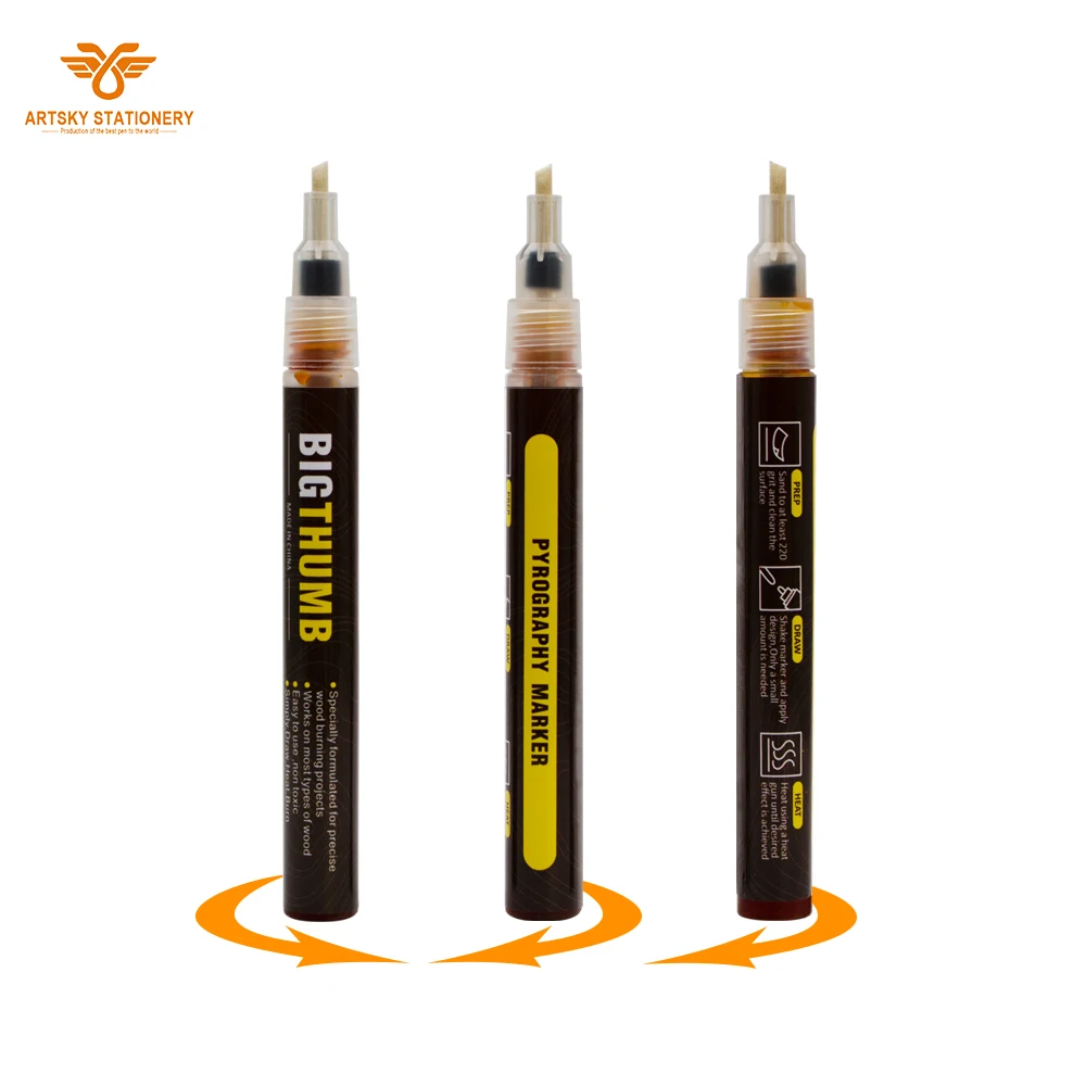 Wood Burning Marker Pen, Chemical Scorch Pen Marker for DIY Wood Painting, Replace Wood Burning Iron Kit, Easy use and Safe