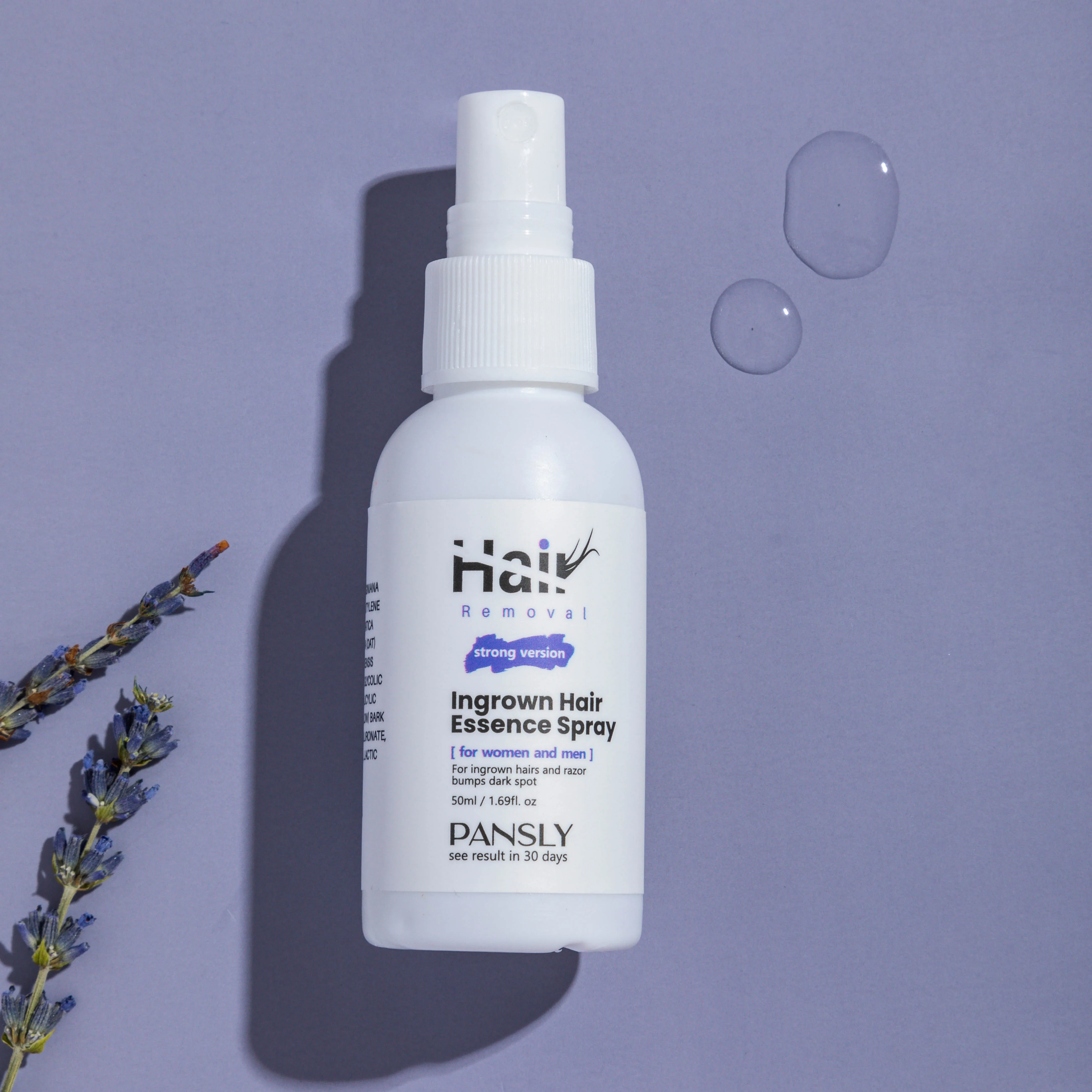 Pansly Private Label Razor Bumps After Shave Solution Roll On for Ingrown Hairs Razor Bump Stopper Lavender Ingrown Serum Spray