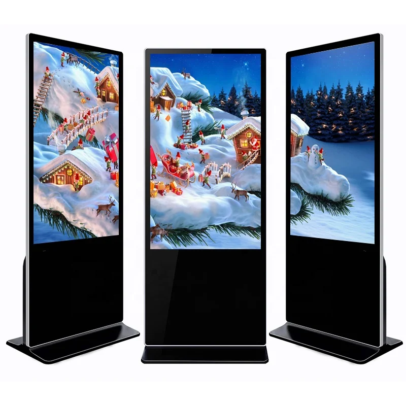 Elegant Floor Standing Digital Signage And Display Wifi Lcd Screen Totem Kiosks 55 Inch Indoor Advertising Playing Equipment