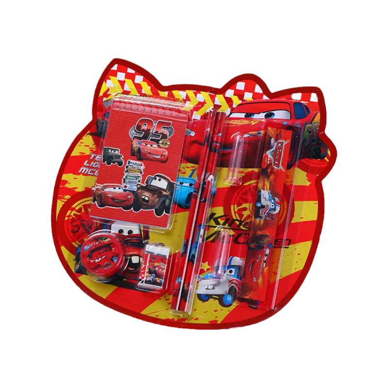 Hot sale school supplies stationery kt 8Pcs Set All-In-One School Supplies Kawaii Cartoon Pooh Bear Cars Cat stationery set