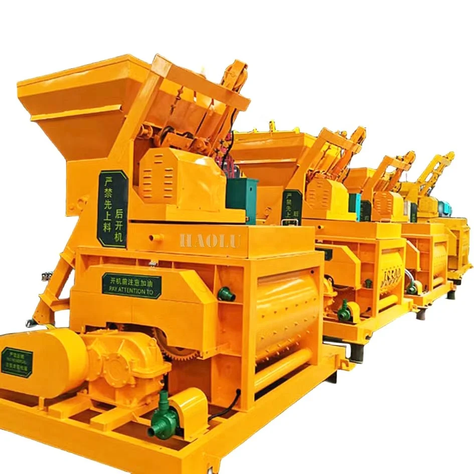 Customized Js500 concrete mix machine with lifting ladder JS500 automatic cement concrete mixer with weighing scale and hopper