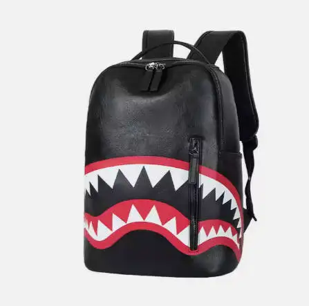 Custom Printed Fashion Anti-theft Leather Shark Backpack for Men and Women - Casual Sports Bag Backpack