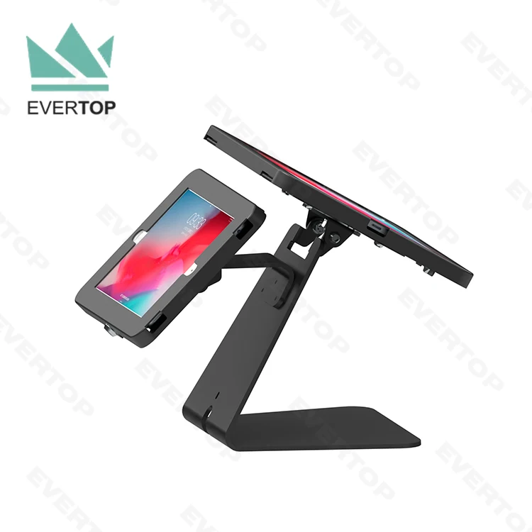 LST15B-H Dual Screen Tilt Tablet Kiosk Stand for Tablet Secure Display Kiosk Tablet Stand Double for iPad Mini Air Pro Android