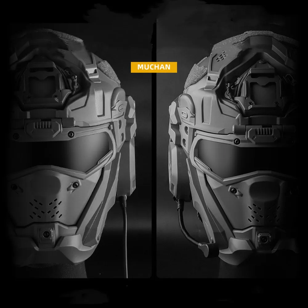 MUCHAN High-quality Tactical helmet plain color version with built-in communication headset