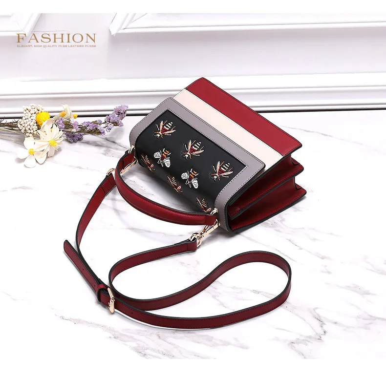 2019 Новинка весны и лета на одно плечо сумка-мессенджер мода в европейском американском стиле с вышитой Пчелой Сумки из натуральной кожи