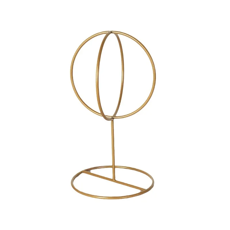 Black Iron Countertop Wig Display Rack Golden Round Metal Wire Hat Display Stand Retail Store