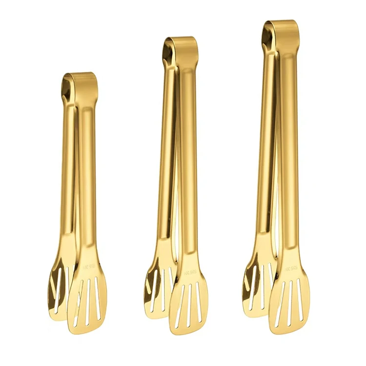 Best sell products stainless steel flatware gold cutlery set food tongs food clip