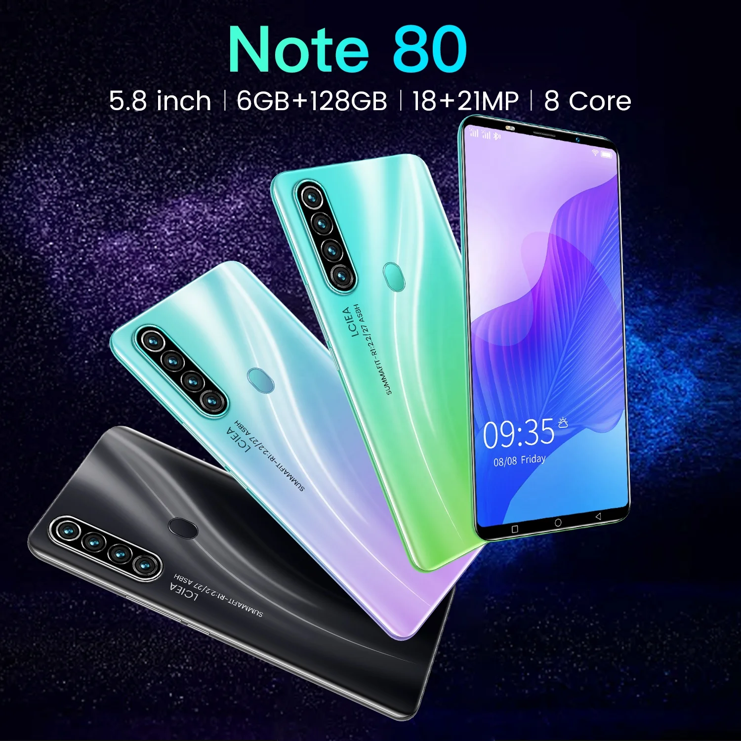 Смартфон Note80 Pro большой экран 4g Android 7 1 дюйма 12 + 512 ГБ мобильный телефон на заказ