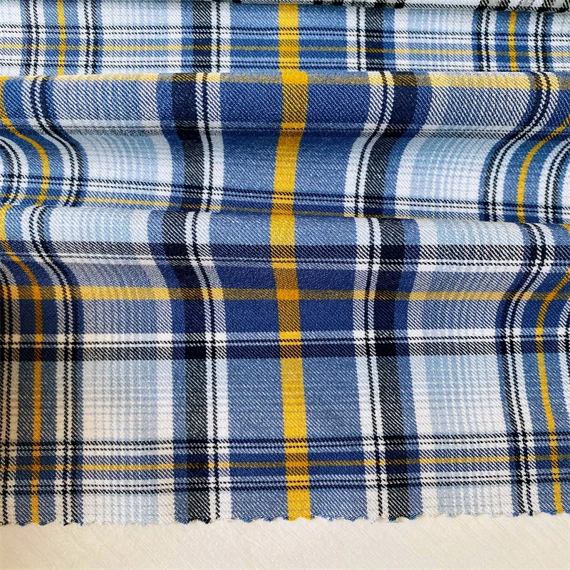 Sunplustex plaid polyester rayon spandex pants and leggings fabric New warp elastic fabric twill yarn dyeing machine check