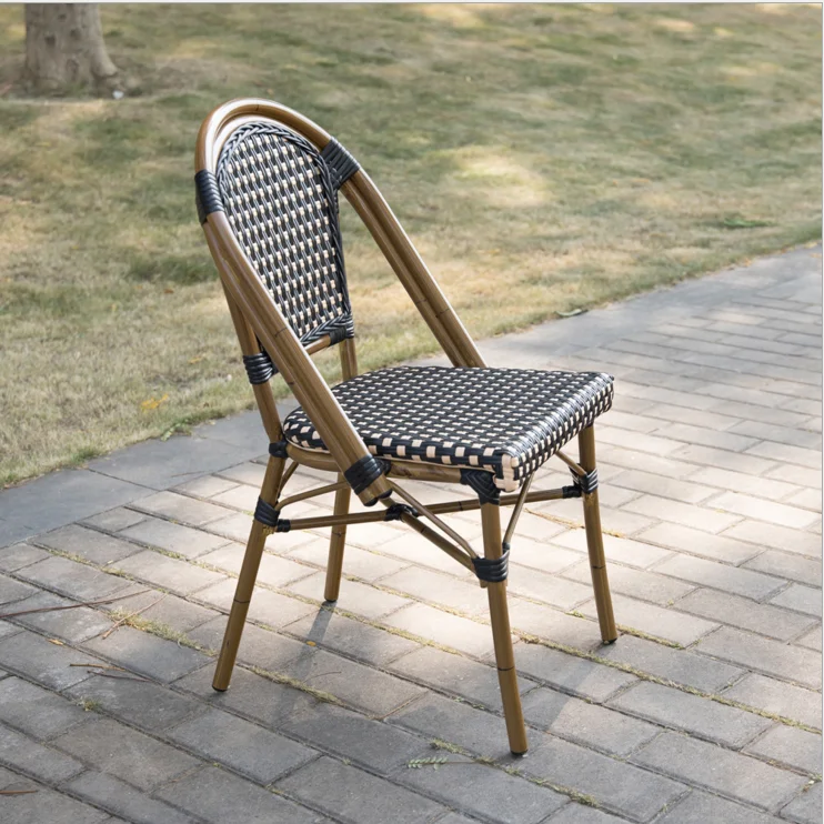 French style garden PE rattan wicker aluminium outdoor bamboo garden chair