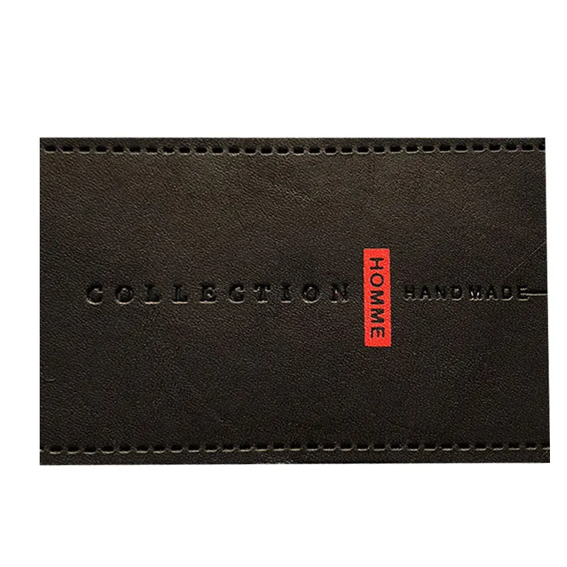 Wholesale Custom Heat Press Faux Leather Labels Iron On Adhesive Denim Pu Patches Rolls Print Black Logo Debossed Leather Patch