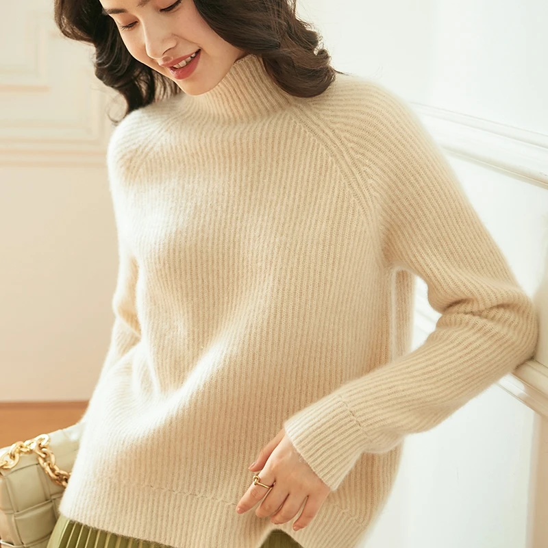 
5 Colors 2021 Ladies Winter Turtleneck Knit Jumper Women 100% Cashmere Pullover Sweater 