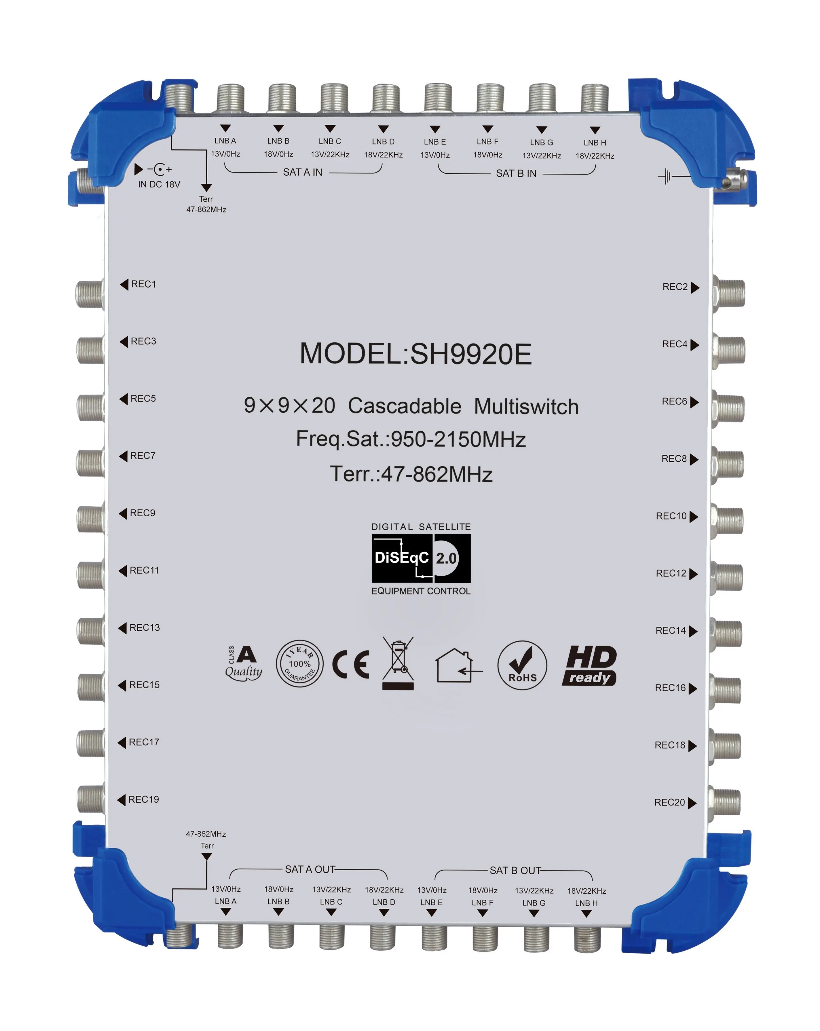 9X9X24 multiswitch 5in satellite multiswitch system Sistema SMATV 5x32 salida para CATV