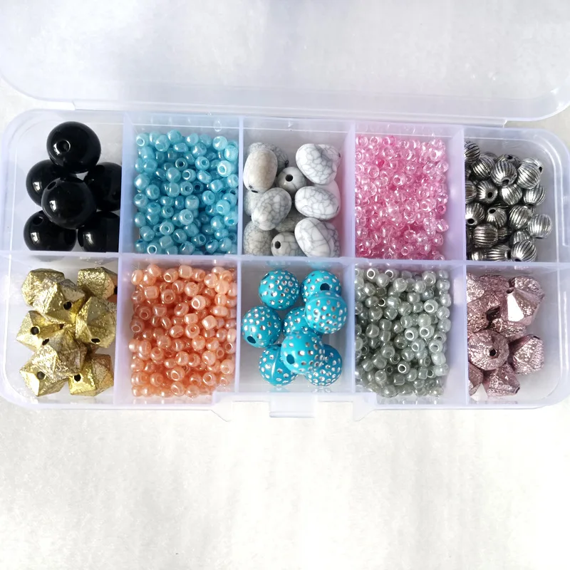 10 Grid DIY Handmade Beaded Jewelry Making Set for Kids Creative Loose Beaded Puzzle Necklace and Bracelet for Girls