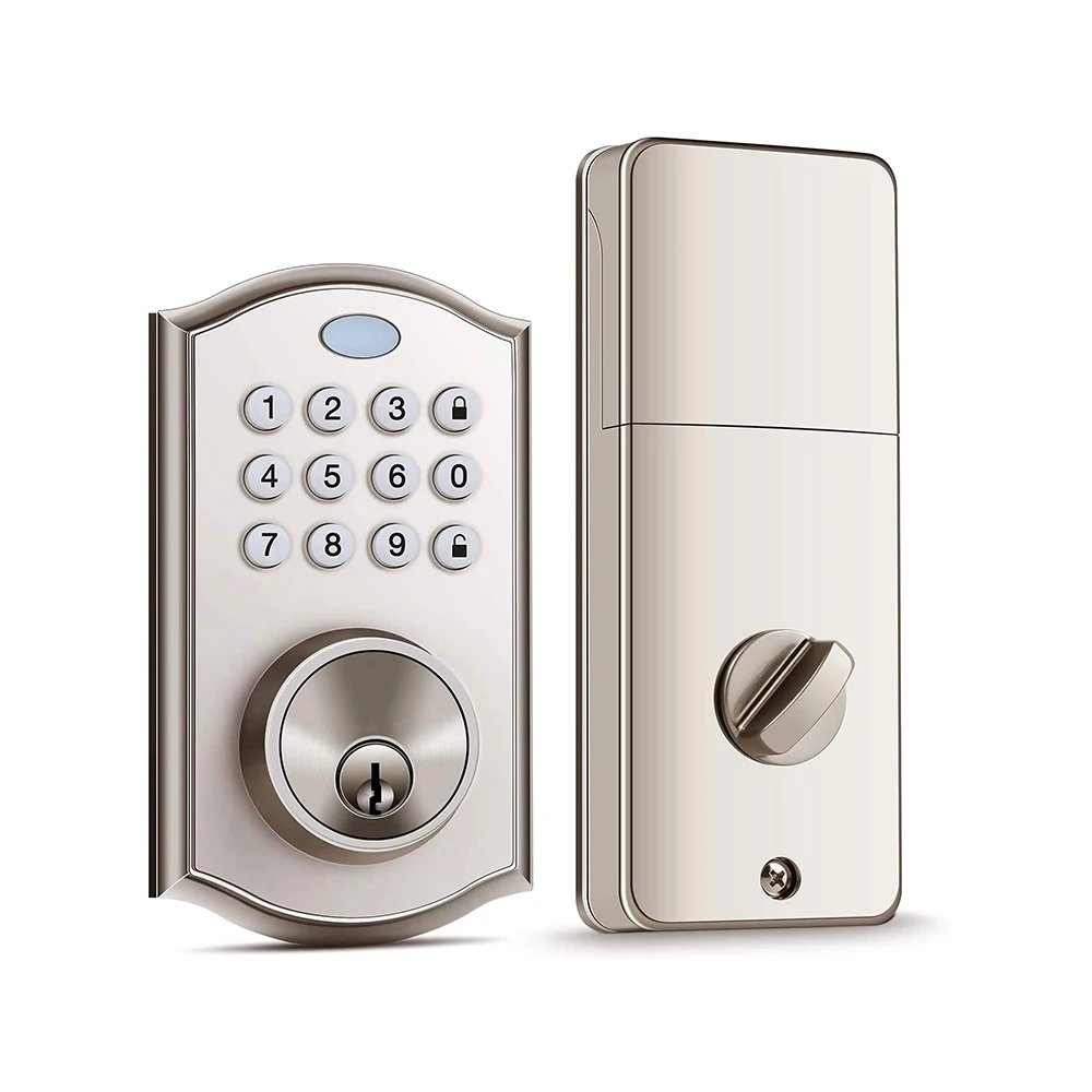 Electric Lock  Smart Deadbolt Lock Silver Black 4AA Key password Battery Electronic Tuya app