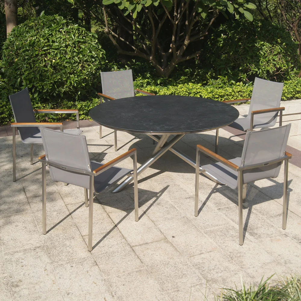 wholesale all weather stainless steel glass based ceramic european outdoor furniture