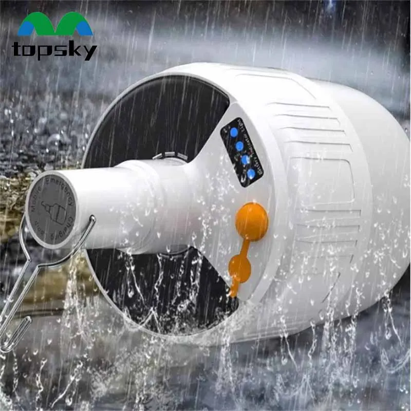 Waterproof Round Tent Table Hanging Lamp USB Charging Portable Outdoor LED Rechargeable Battery Solar Powered Camping Luminaire