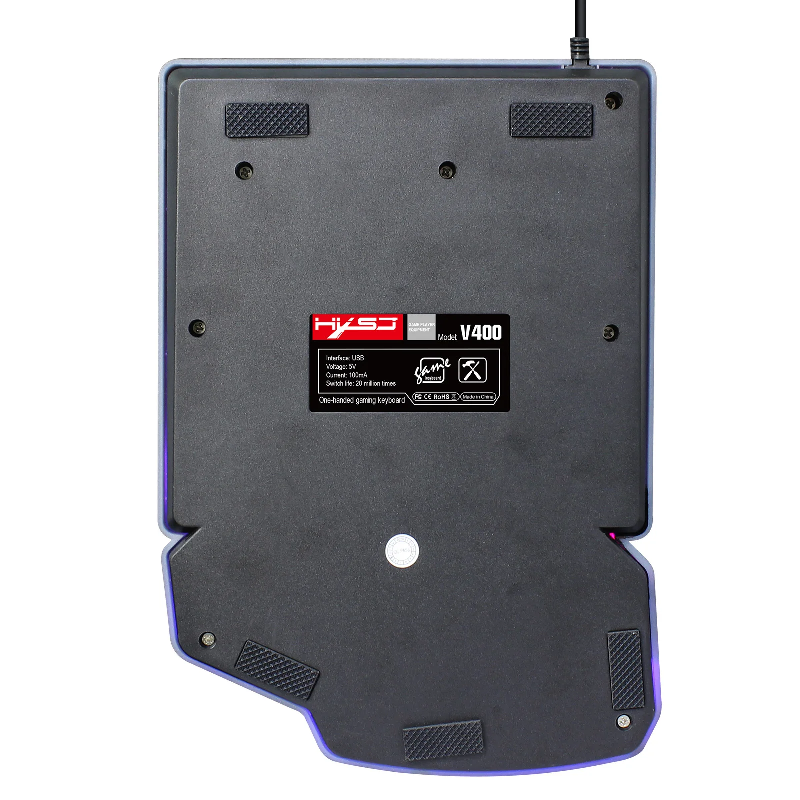 HXSJ V400RGB one-handed membrane keyboard left-handed mechanical feel eat chicken one-handed backlit keyboard 35 key