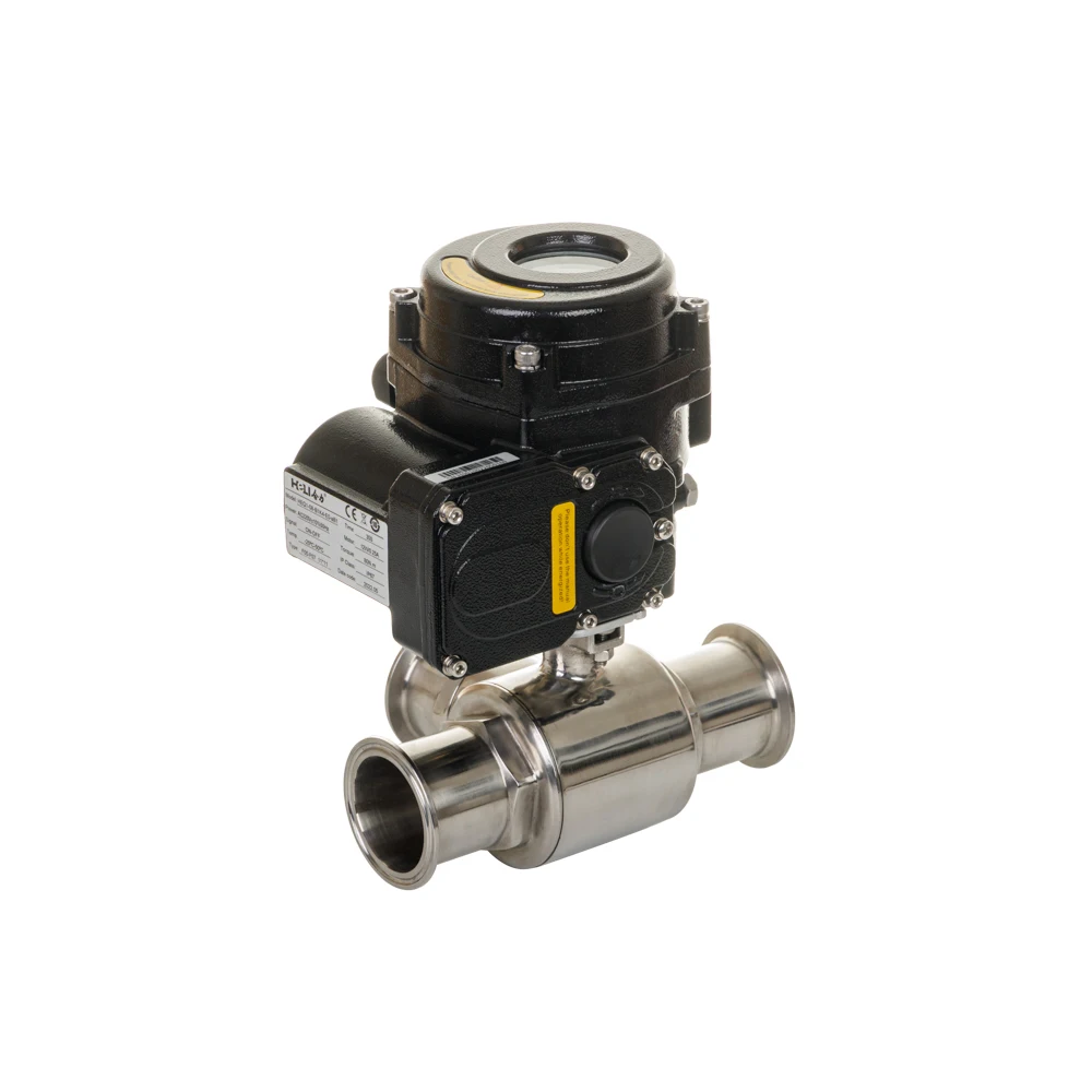 HEQ electric actuator 80NM with three way sanitary ball valve for food, water industry with CE certificate