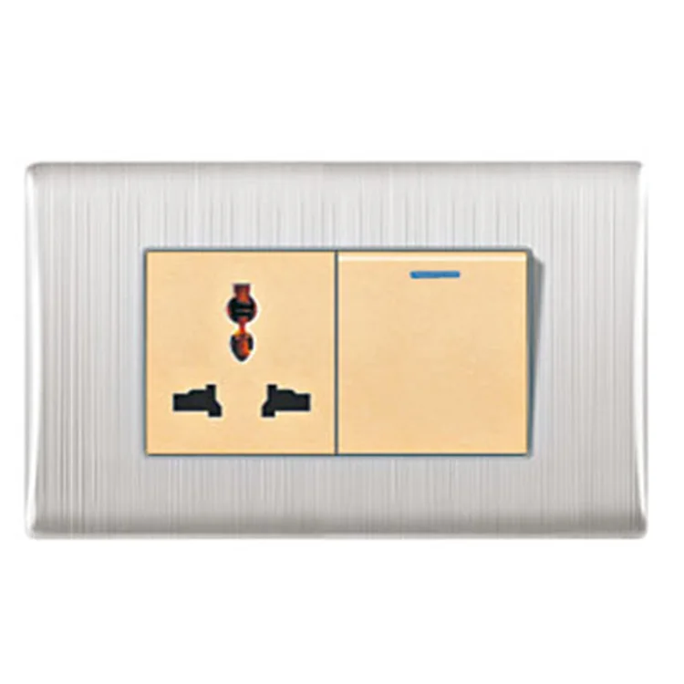 15A/16A Multi Outlet Socket One Gang Switch Stainless Steel Material US Standard Wall Socket For Electrical Hom