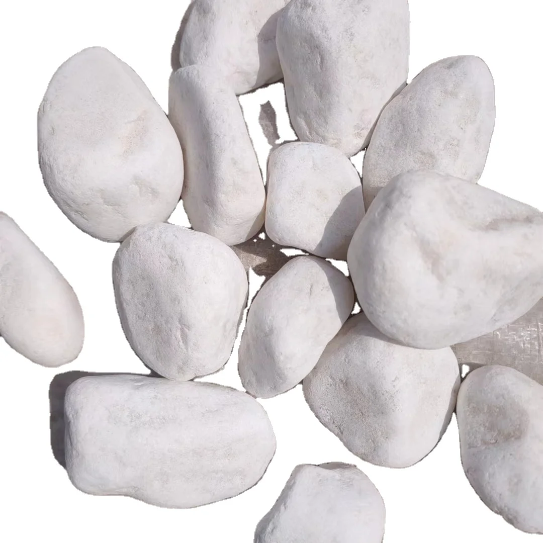Wholesale white pebble tumbled snow white pebble stones cheap white rock for landscaping