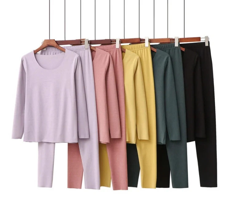 
2021 Autumn And Winter New Fever Thermal Underwear Set Autumn Clothes Long Pants Ladies Pajamas Bottoming Shirt Wholesale 