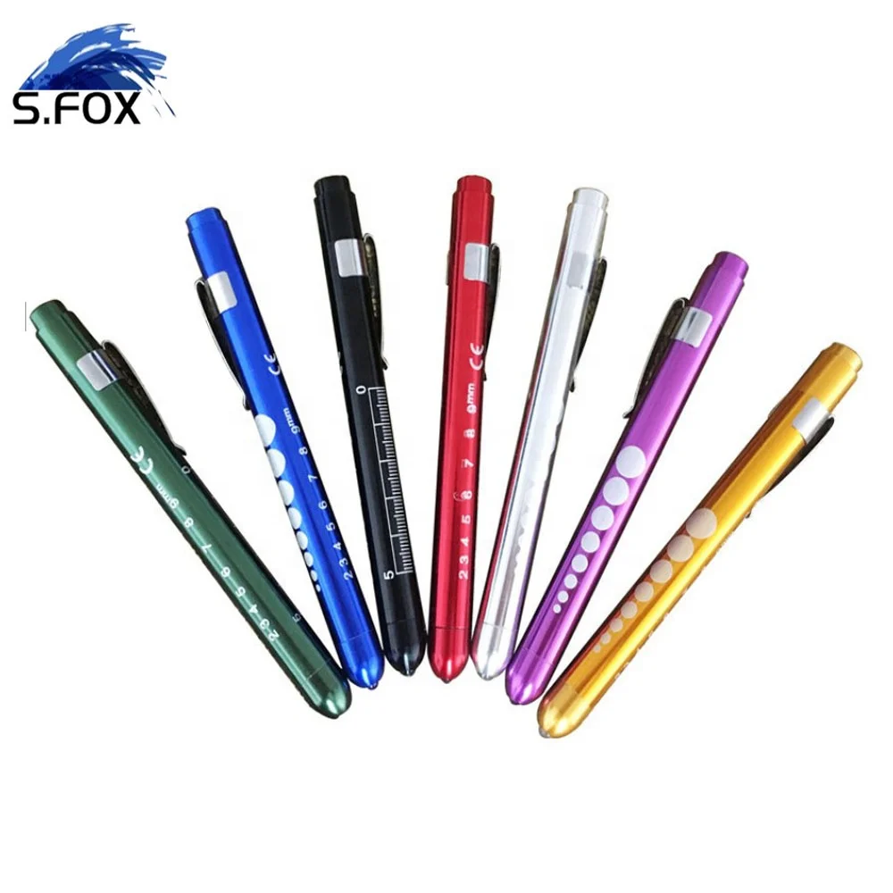 Blister Gift Packing Engraved LOGO Metal Medical Doctor Pen Flashlight with Scale Pupil