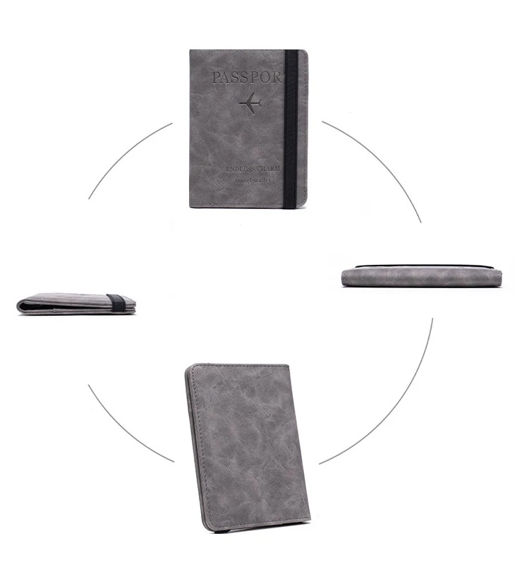High Quality Custom Logo Pu Leather Passport Cover Rfid Blocking Passport Holder Travel Wallet With Card Case