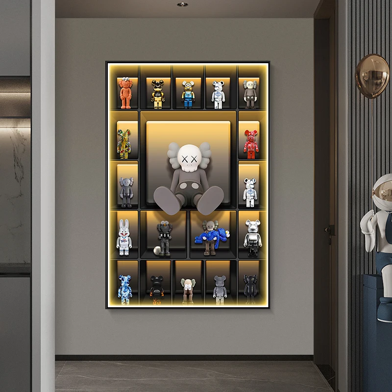 Hand Painted Textured Modern Art Anime Bears Canvas Art Posters and Prints Canvas Painting Home Decorative Wall Art