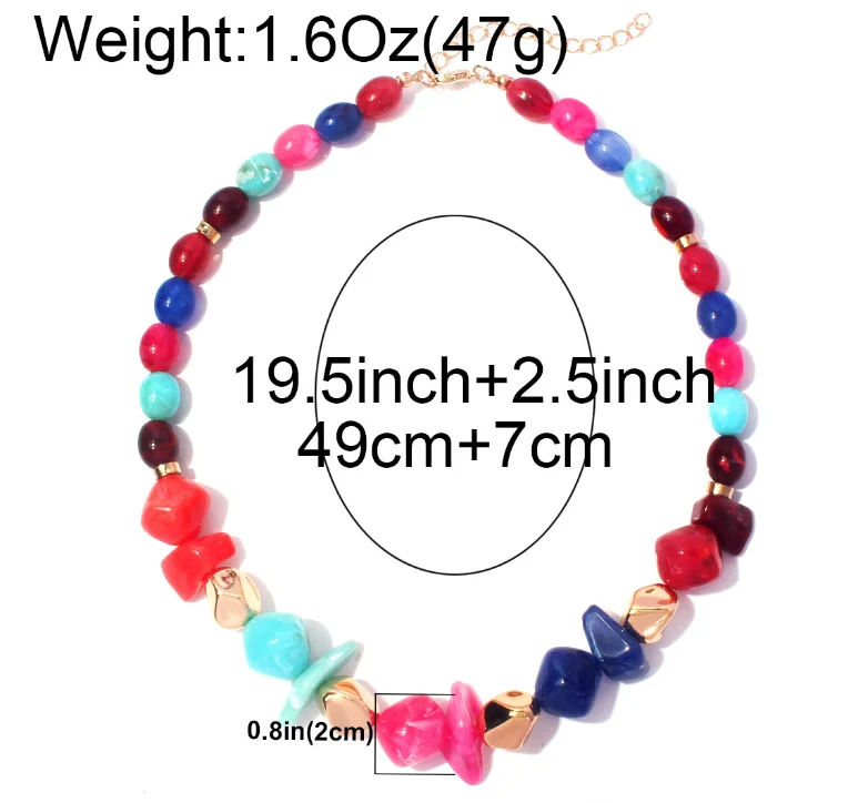 Handmade Multicolored Resin Acrylic Beads link Collar Necklace For Women Statement Turquoise Choker Necklace Jewelry Wholesale