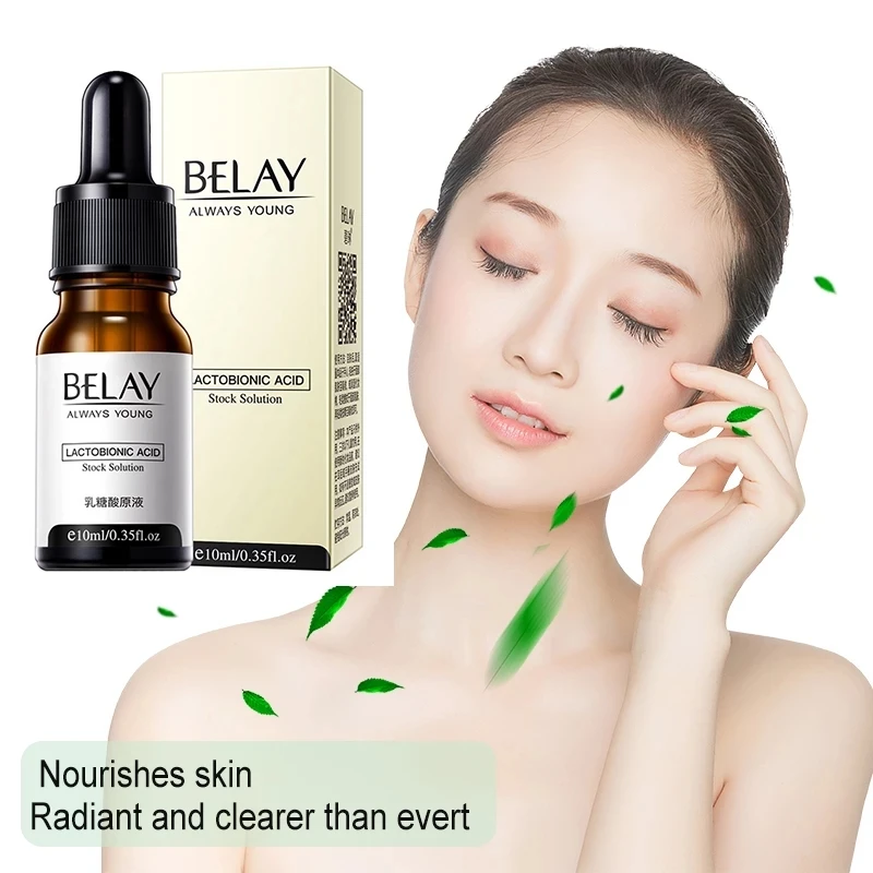 10ml Lactobionic Acid Shrink Pores Serum Pore Instant Perfection Moisturizing Whitening Anti-aging Oil Control Facial Serum