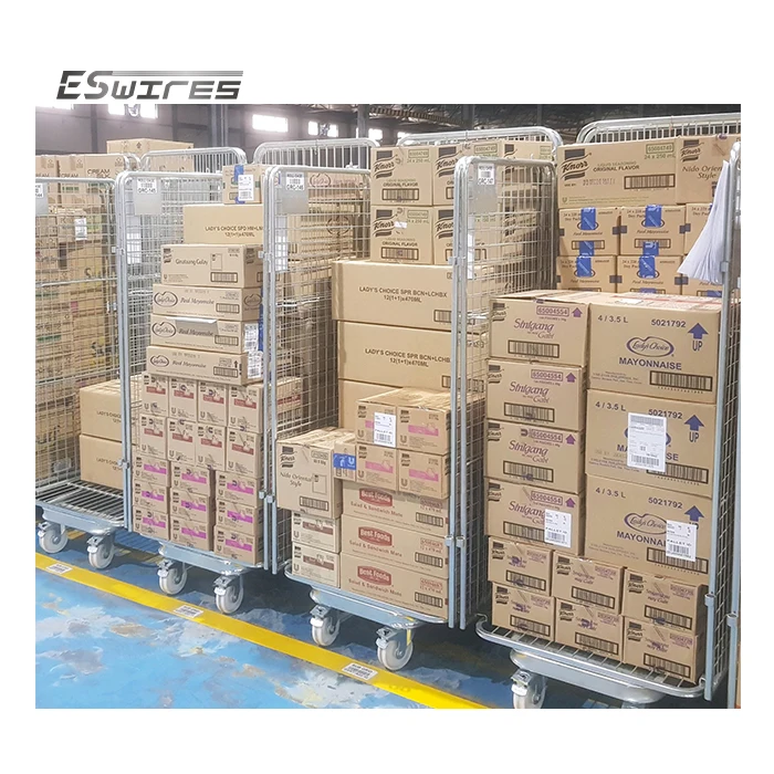 складная сетчатая тележка с колесами для хранения груза