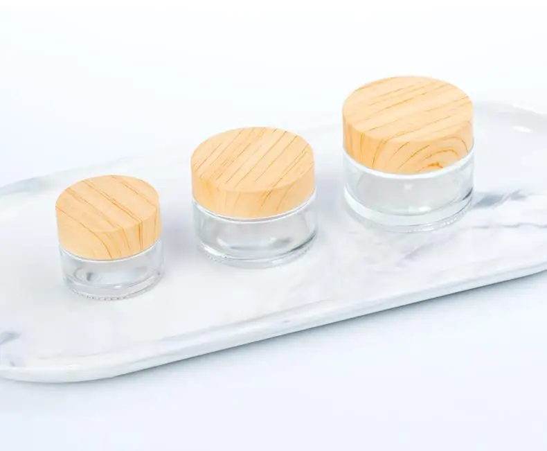 Custom logo 150g 250g 500g amber frosted 50g plastic body butter cosmetic cream jar with bamboo lid