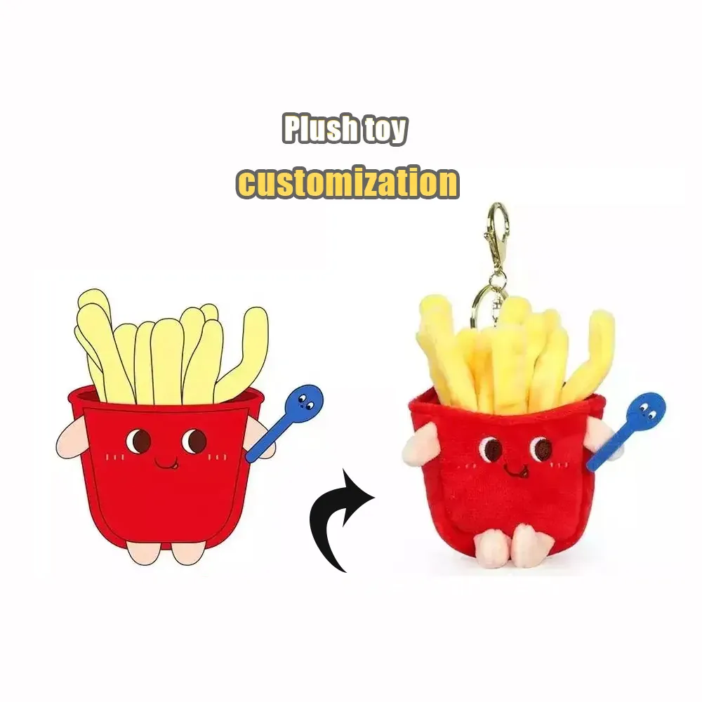 Custom kawaii food shape plushie customize keychain stuffed toys gift make your own design plush keychain french fries