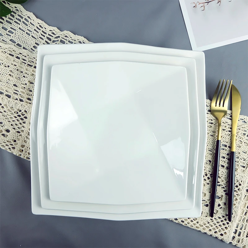 Huilang Oem&Odm Louca Aparelho De Jantar Restaurante Piring Plat Potery White Hotel Ceramic Dinner Plates Porcelain